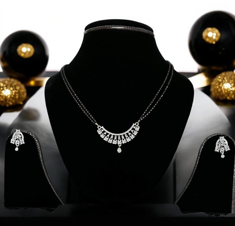 The Elegance of Shringar MS02: A Stunning Mangalsutra with Earrings That Resembles Real Diamonds