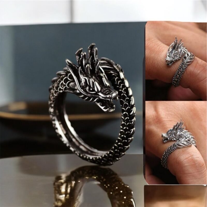 Dragon  Oxidised Silver tone Ring by SFJ